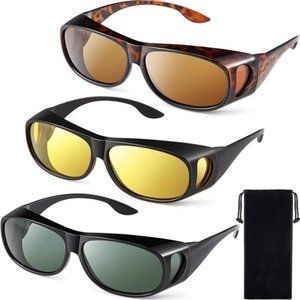 3 Pairs Fit Over Sunglasses for Men Women Polarized Lens Wrap Over Glasses Sport